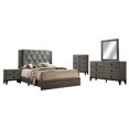 thumbnail image 1 of Madelyn Walnut 5pc Eastern King Bedroom Set with Faux Marble Tops, 1 of 8