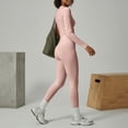 thumbnail image 3 of Yfalhf 2 Piece Activewear Outfit for Women Leggings Quick-Dry Yoga Set Long Sleeve Top for Gym,Workout,Running and Training Pink S, 3 of 5