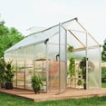 thumbnail image 4 of Amkui Large Aluminum Walk-in Green Houses for Outdoors, Polycarbonate Greenhouse with Sliding Doors & Roof Vent, Sunroom Winter Greenhouse for Outside Patio, Backyard, Garden, 4 of 11