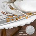 thumbnail image 3 of Thanksgiving Round Tablecloth, Fitted Table Cover with Elastic for 55"-60" Round Tables, Grey White Pumpkin Stripes Autumn Leaf Table Cloth Outdoor Indoor Dinning Party Waterproof Tablecloths, 3 of 7