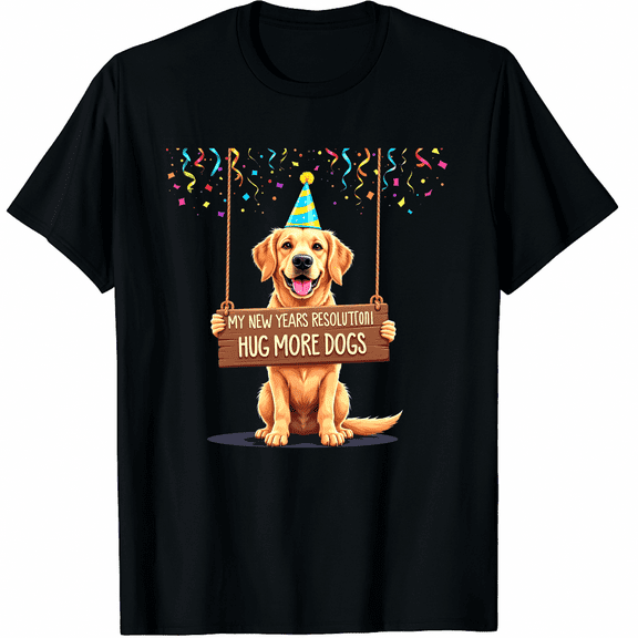 Happy New Year Resolution 2026 With Golden Retriever Graphic Tee T-Shirt for Men Women