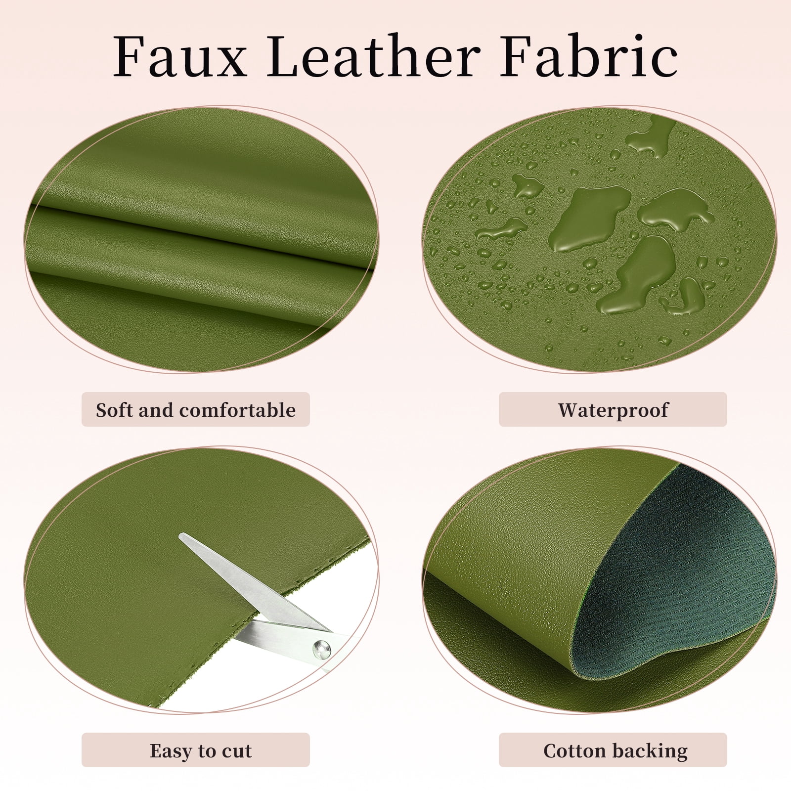 Uxcell Marine Vinyl Fabric, 54 Inch 1 Yard Upholstery Faux Leather Soft Waterproof Sheets Fabric for Crafts DIY Sewings Sofa Wallets Handbag Car, Green
