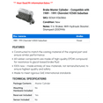 thumbnail image 2 of Brake Master Cylinder - Compatible with 1989 - 1991 Chevy V2500 Suburban 1990, 2 of 2