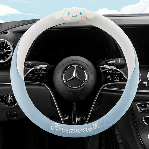 New Cartoon Blue Cinnamoroll Car Universal Steering Wheel Cover, Cute Melody Steering Wheel Protective Cover, Car Interior Modified Supplies