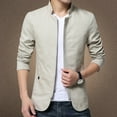 thumbnail image 2 of Chaqueta lavada con cuello levantado para hombre de otoño, chaqueta delgada para hombre MABOTO Beige/XXXXL, 2 of 5