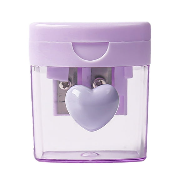 LLDYYDS Heart Pencil Sharpeners Bulk Colored Pencil Sharpener Handheld Small Cute Pencil Sharpener Manual Green Purple Pink Pencil Sharpeners with Cover 2 Holes