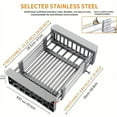 thumbnail image 4 of 1pc Drain Rack, Stainless Steel Kitchen Basket, Home Dish Rack, Retractable Sink Shelf, 8.81*(11.22-18.5)*3.7in, Suitable For Rectangular Sink, 4 of 5