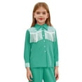 thumbnail image 7 of Aislor Girls Sequin Fringe Button Down Shirt Long Sleeve Sparkly Blouse Top Western Cowgirl Outfit Green 10, 7 of 7