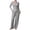 Gray, variant on LEKWK Lounge Sets for Women Ribbed Long Sleeve Crop Top and Wide Leg Pants Matching Set Casual Comfy Fall Winter Pajamas Home Sleepwear