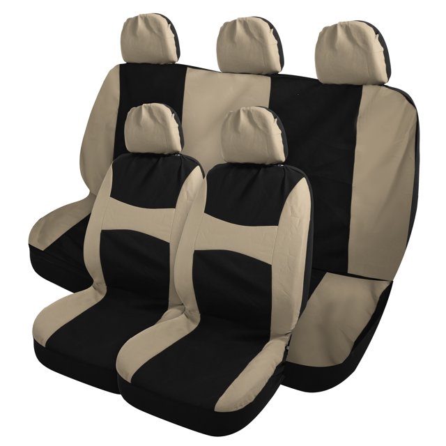 Fundas de asiento de coche universales para interior, transpirables, duraderas, lavables, acolchadas de espuma plana, fundas de asiento de coche de algodón y lino aptas para coches, camiones y todoterrenos, color beige Unique Bargains fundas para asientos de automóviles