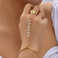 thumbnail image 2 of Pulsera larga del anillo de la cadena de la mano del anillo de dedo para las mujeres de las muchachas del anillo de la cadena de la mano del rhinestone de las pulseras para las mujeres cosas de moda, 2 of 6