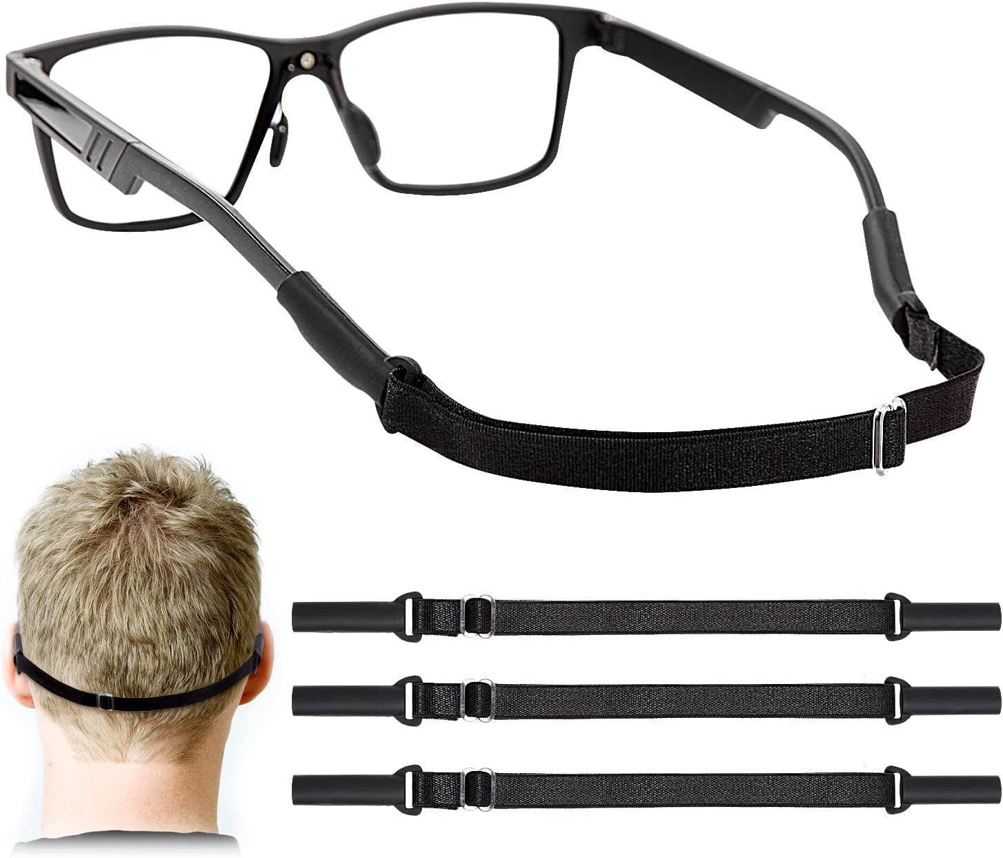 Adjustable Glasses Straps 3 Pcs No Tail Adjustable Eyewear Retainer Glasse Strap for Men's