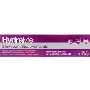 Hydralyte, Effervescent Electrolyte, Berry Artificial Flavor, 20 Tablets, 2.4 oz (68 g) (Pack of