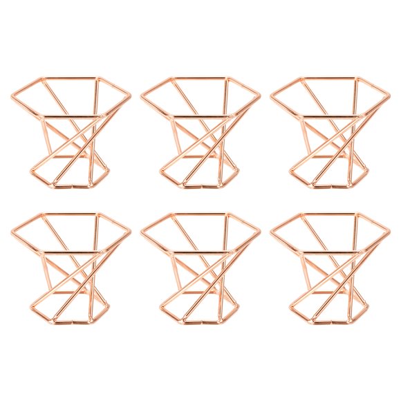 Soporte para plantas de aire Uxcell, 6 Pcs Contenedor de maceta de aire de metal hexagonal para decoración del hogar, dormitorio y oficina, Rosa dorado