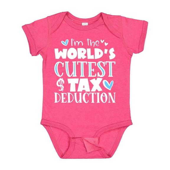 Inktastic I'm the World's Cutest Tax Deduction Blue Hearts Boys or Girls Baby Bodysuit