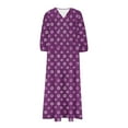 thumbnail image 6 of SCSAlgin Women's Casual Loose Bohemian Maxi Dress Retro Printed V Neck Puff Long Sleeve Swing Dresses Fall Beach Sundress, 6 of 6