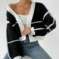 thumbnail image 5 of Women'S Color Block Crop Cardigan Top Long Sleeve Open Front Sweater Black S, 5 of 9