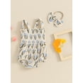 thumbnail image 3 of Bagilaanoe Newborn Baby Girl Summer Rompers Print Sleeveless Bodysuits + Headband 3M 6M 12M 18M Infant One Piece Jumpsuit, 3 of 7