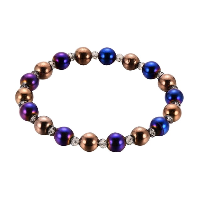 Pulsera magnética ovalada con cuentas de cálculos biliares negros para mujer