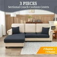 thumbnail image 3 of Sectional Couch Covers for Sofa Cushion L Shaped Couch Cover Washable Soft Couch Cushion Covers Stretch Sofa Slipcovers with 2 Pcs Pillowcases(3-Piece 2 Seater + 1 Chaise, Dark Grey), 3 of 7