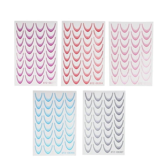 Unique Bargains 5 Pcs Self-Adhesive Nail Art Stickers Gray Pink