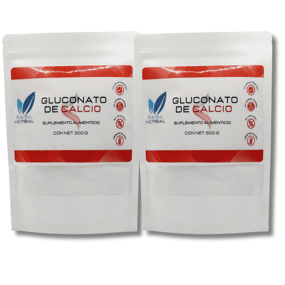 Gluconato de Calcio 1 Kg en Bolsa | Suplemento Alimenticio | Polvo | Uso Diario | Saisa Herbal