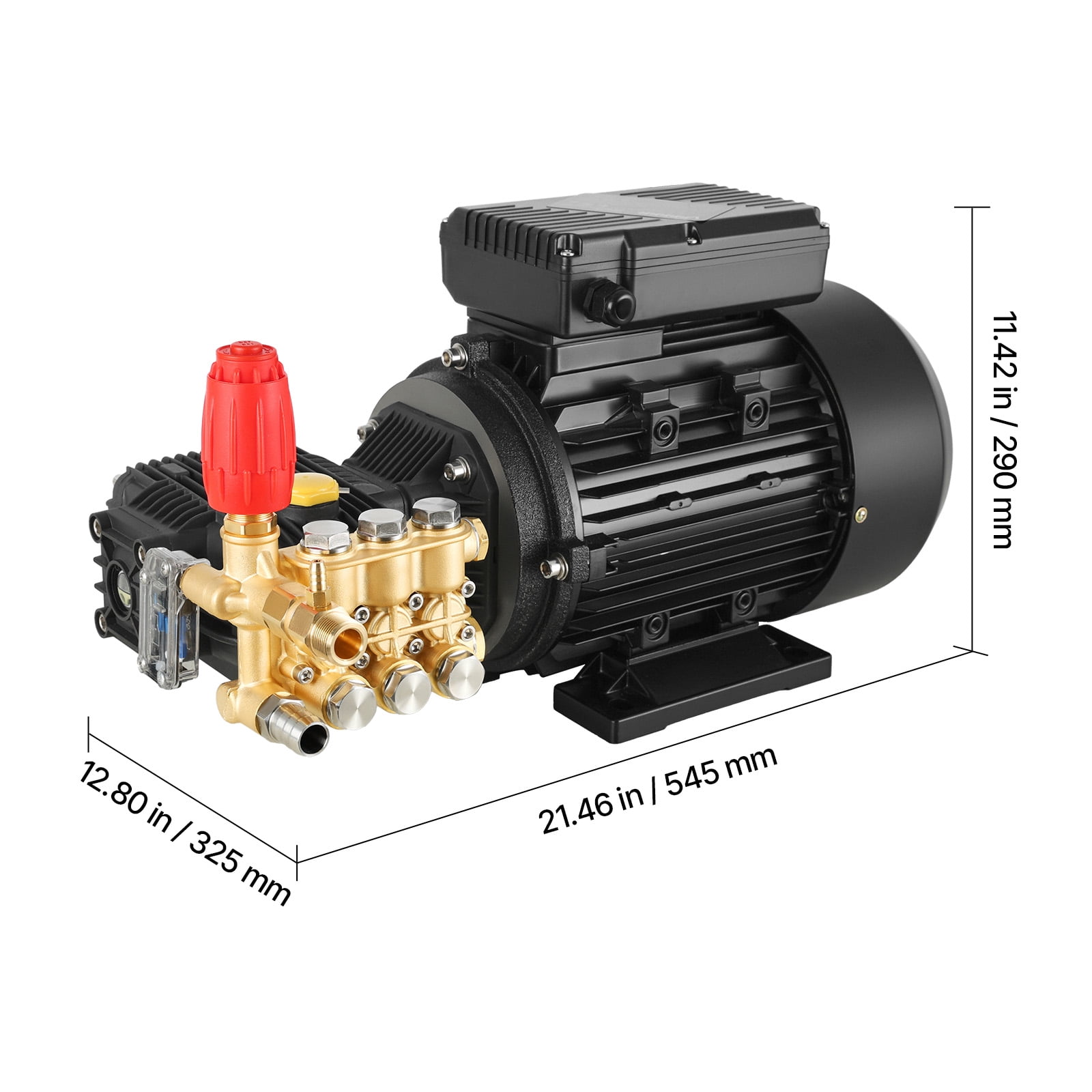 KFFKFF Electric Pressure Washer Pump Kit, 1950 PSI, 3.2 GPM, Triplex Power Washer Pump with 5 HP Motor 240 V, Adjustable Water Pressure, Suitable for Cleaning Cars, Gardens, Walls, Decks