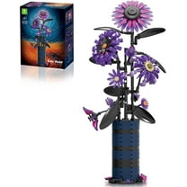 GZBricker Sunflower Bouquet Building Sets Compatible with Lego Flowers Purple with Vase Botanical Collection for Adults Girls