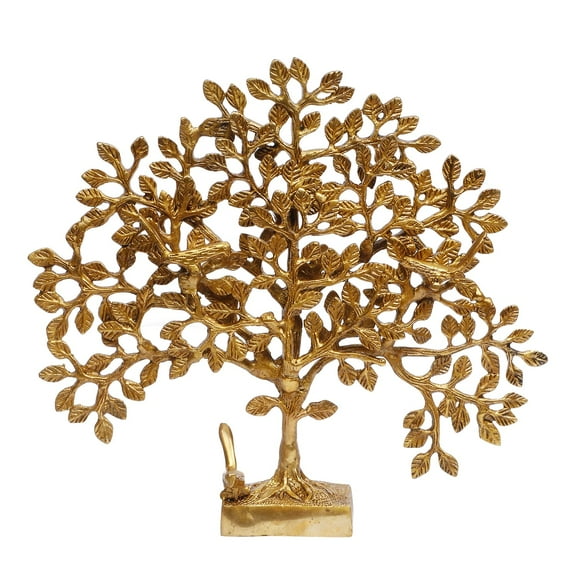 Brass World Brass Tree of Life Sucess Birds Sitting on Tree's Branch Traditional Decorative Kalpavriksha Vastu Fengshui Decor Showpieces for Home Office Gift 12 Inch.