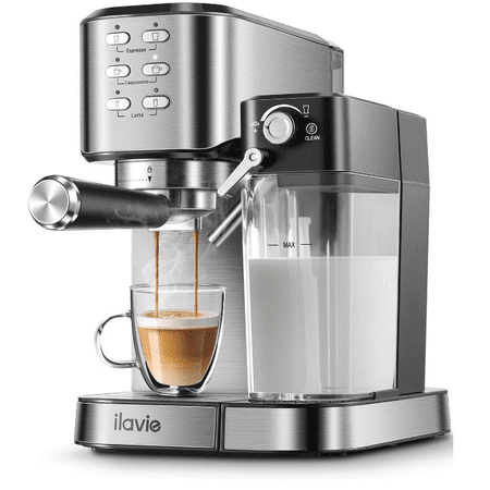 ilavie 6-in-1 Espresso Coffee Machine Built-In Automatic Milk Frother, 20 Bar Espresso & Cappuccino & Latte Maker with 34 oz Removeable Water Tank, Ideal for Home Use