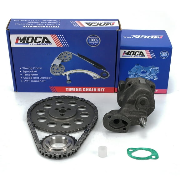 MOCA AUTOPARTS Timing Chain Kit with Oil Pump Fit for 1999-2005 Chevrolet Astro 4.3L & 1999-2006 Chevrolet Silverado 1500 4.3L & 1999-2007 GMC Savana 1500 4.3L & 1999-2001 Oldsmobile Bravada 4.3L