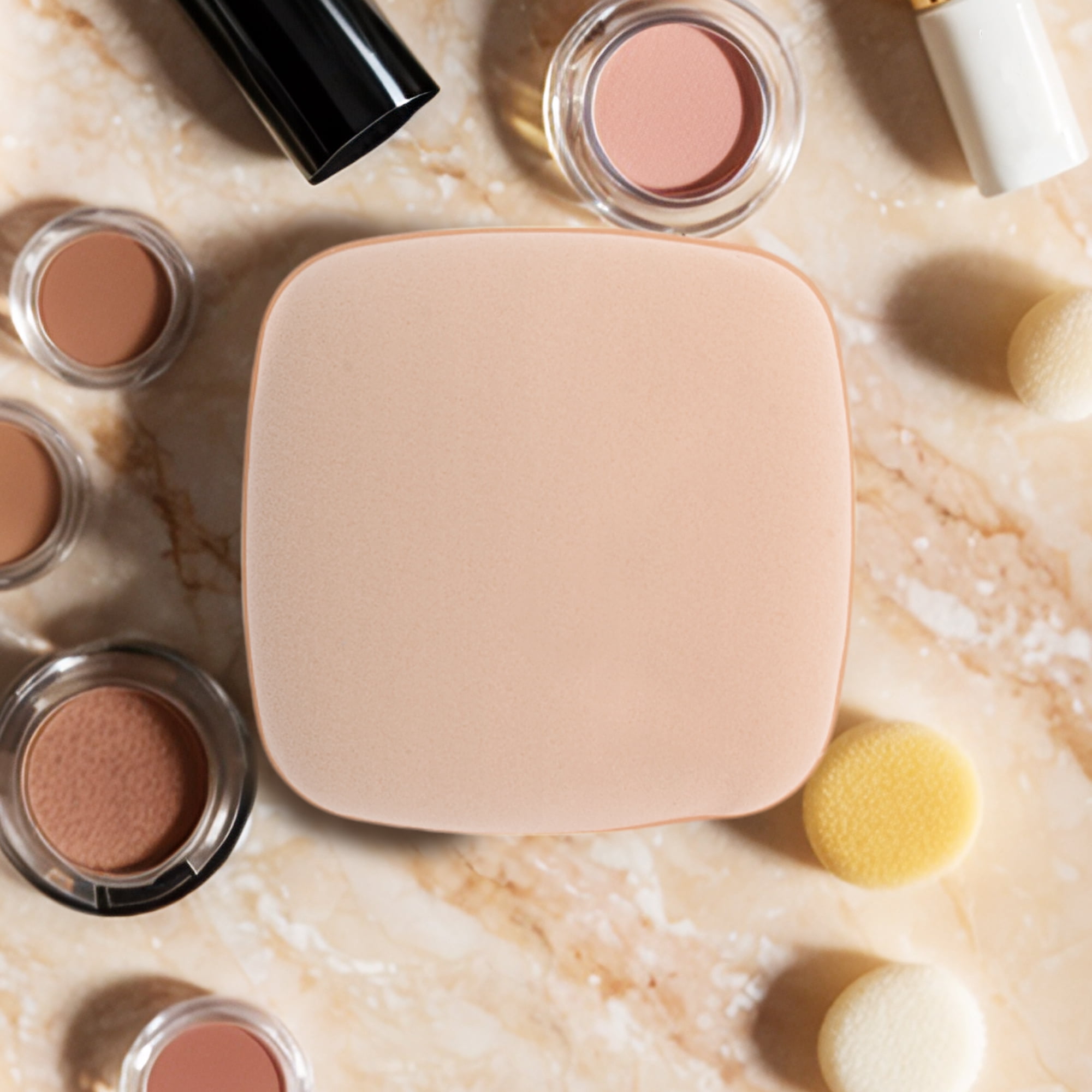 Unique Bargains 5 Pcs Square Face Makeup Sponge for Travel Nude