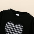 thumbnail image 5 of Kucnuzki 2T Toddler Girls Outfits 3T Toddler Girls Puff Sleeves Top Long Sleeves Top Heart Print Sweatshirt Plaid Flared Pants with Hat 3pcs Pant Sets Black, 5 of 8