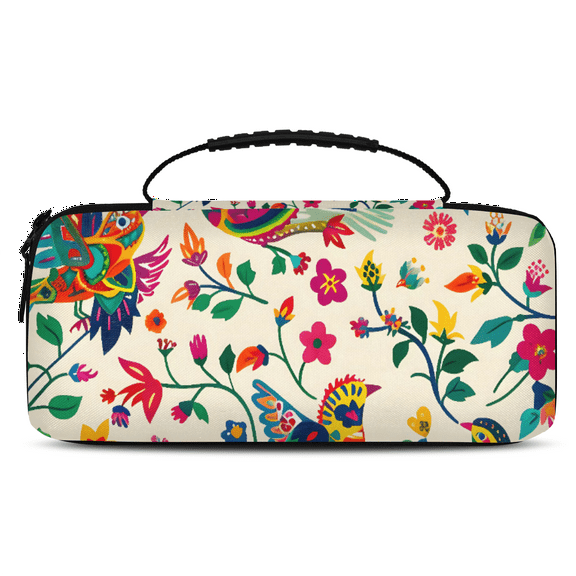 Herdesigns Mexican Flower Talavera Bird Carrying Case for Nintendo Switch 2 with 20 Game Card Slots, Portable Travel Carry Case for Accessories and Console