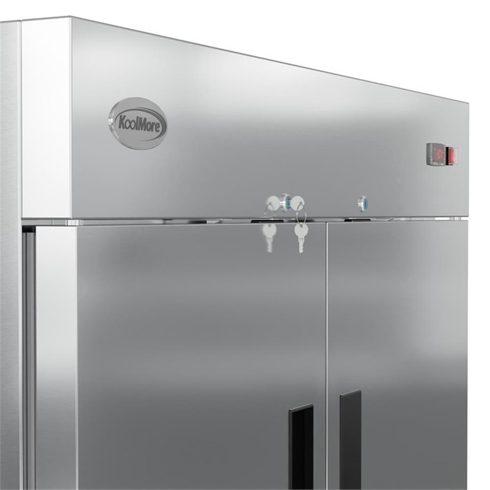 Pemberly Row 54" Commercial Stainless Steel Half Door Reach-In Freezer in Silver