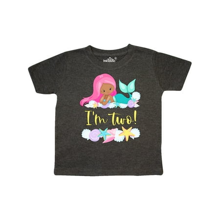 

Inktastic I m 2 Mermaid with Pink Hair and Shells Gift Toddler Boy or Toddler Girl T-Shirt