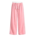 thumbnail image 4 of SONXAHE Big Girls Drawstring Pants Striped Loose Fit Casual Wide Leg Sports Sweatpants for Kids,Pink, 4 of 5