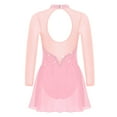 thumbnail image 3 of MSemis Girls Shiny Figure Ice Skating Dress Long Sleeve Tulle Mock Neck Ballet Pink 12, 3 of 5