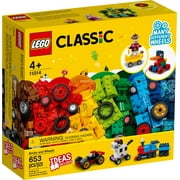 LEGO Classic Bricks and Wheels Kit 11014, Play and Create Your Own Version of LEGO Masters, Includes a Toy Car, Train, Bus, Robot, Skateboarding Zebra, Race Car, Bunny in a Wheelchair, and More