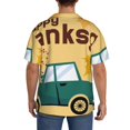 thumbnail image 3 of Balery Happy Thanksgiving Day Camisa Casual de Manga Corta con Botones para Hombre, Texturizada, Estilo Cubano, para Playa, Verano-Medium, 3 of 5