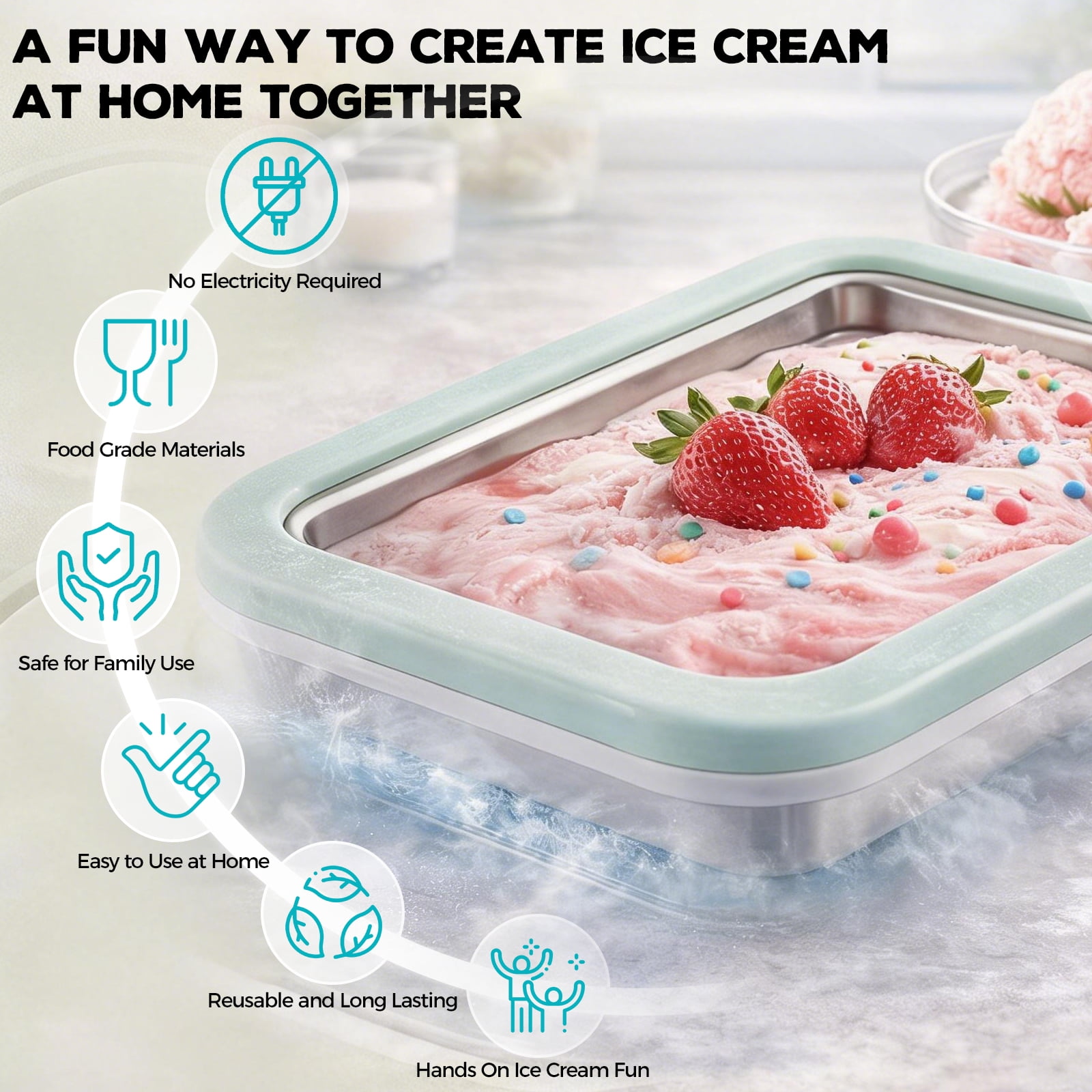 Rolled Ice Cream Maker with Quick Start Guide - DIY Instant Ice Cream Tray Kit, 2 Scrapers for Manual Homemade Ice Cream Rolls, Frozen Yogurt, Sorbets & Slushies, No Electricity Needed（green）