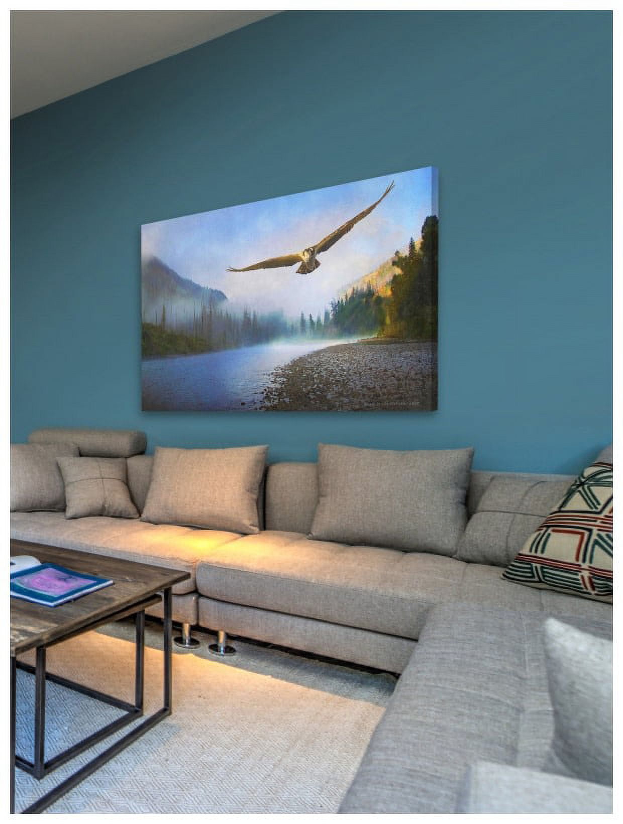"Foggy River Osprey" Painting Print on Wrapped Canvas