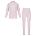thumbnail image 3 of ZDHoor Kids Thermal Underwear Soft Long John Set Long Sleeve Base Layer Thermal Top with Leggings Pink 11-12, 3 of 6