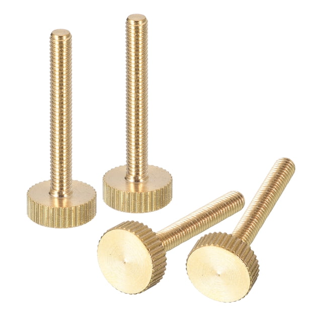 Unique Bargains Vis à Pouce Moletées M4x30mm, Lot de 4 Vis à Pouce Plates à Tête Moletée en Laiton Boulons