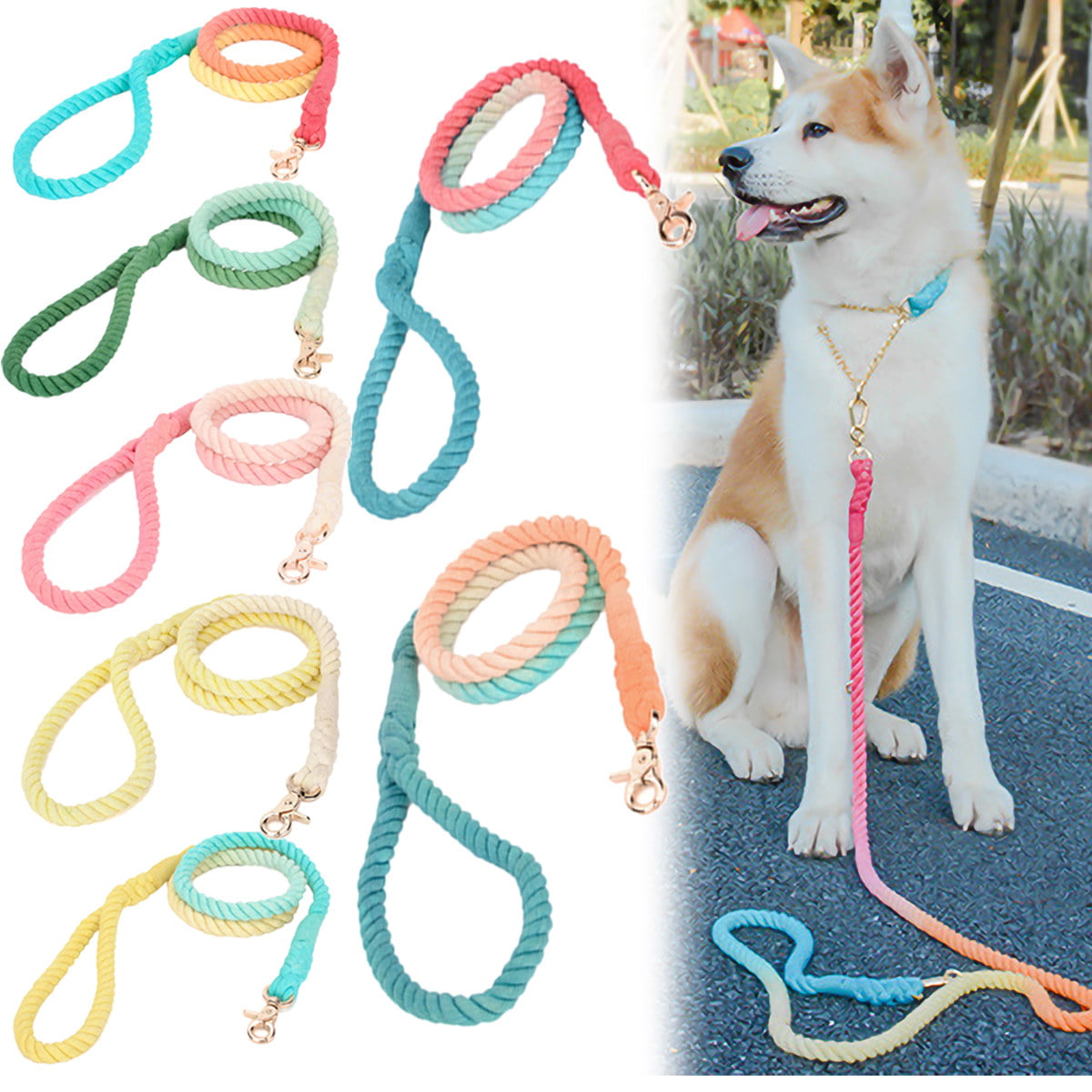 New Large Dog Strong Lead Leash Pet Adjustable Braid Traction Rope Safe Collars