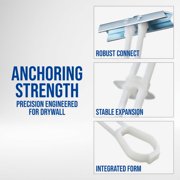 50 Pcs Drywall Anchors, Sturdy Hollow Wall Anchors, Stainless Steel Expansion Bolts, Long Strap Anchors, TV Mounting Hardware