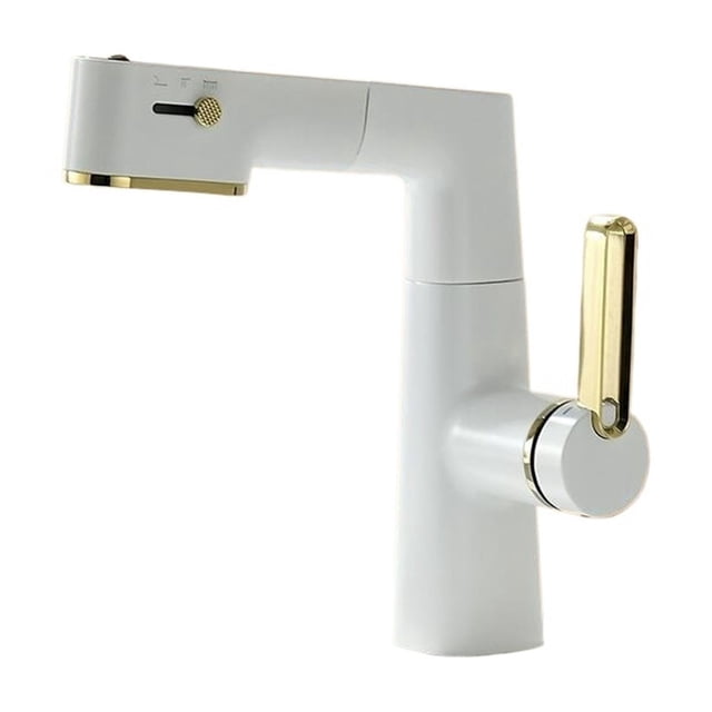 Multifunctional Bathroom Faucets, Pull Out Basin Mixer Sink Faucet, Gourmet LED Temperature Tap 360° Tapware Crane Brass ,Versatile Features