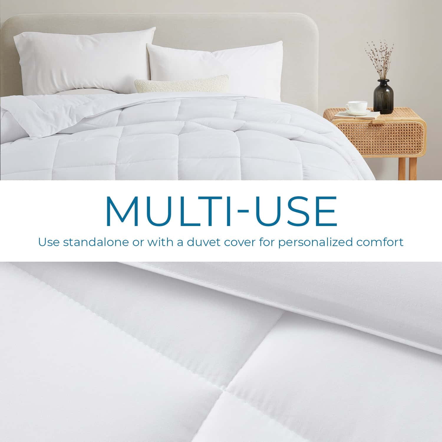 LammaLoe Queen Comforter, Quilted Down Alternative Comforter, All Season Duvet Insert with Corner Tabs,White