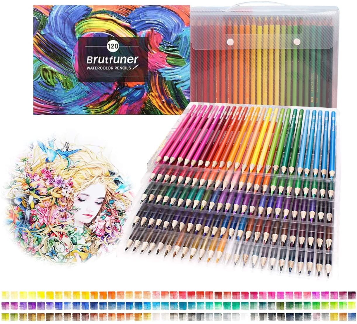 120 Watercolor Pencils, Beautiful Blending Effects with Wet or Dry - Ideal for Coloring Book - Water Soluble Pencils for Kids Adults Beginners