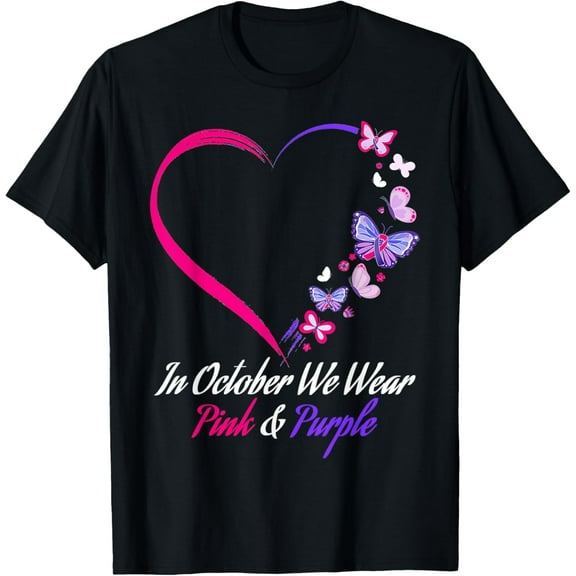 Butterfly Domestic Violence & Breast Cancer Awareness T-Shirt men and women can wear,black,white,creative gift